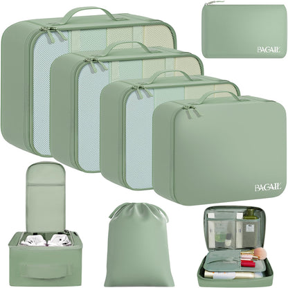 BAGAIL 8 Set Packing Cubes Luggage Packing Organizers for Travel Accessories-Jet Black