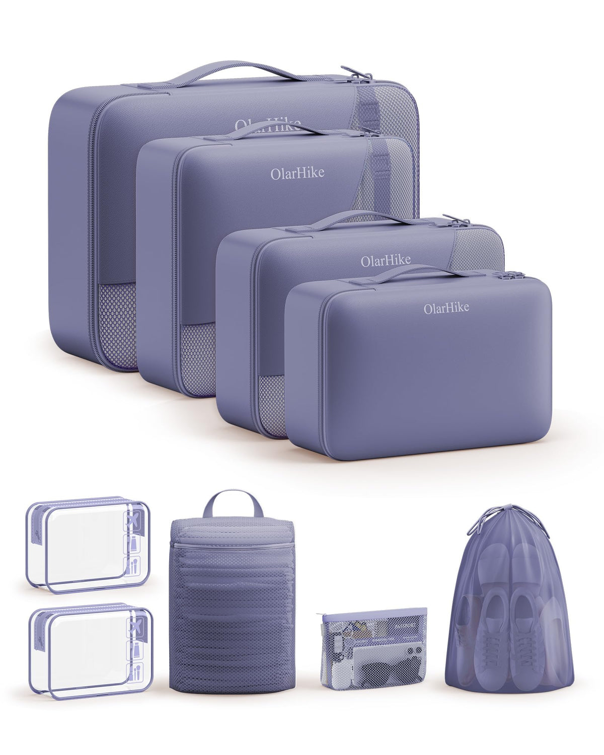 10 Set Packing Cubes for Travel, Gifts for Women Mom,Anti-Tearing Suitcase Organizer for Luggage with Shoe & Hanging Toiletry Bag,OlarHike Vacation Essentials & Accessories for Cruise Ship