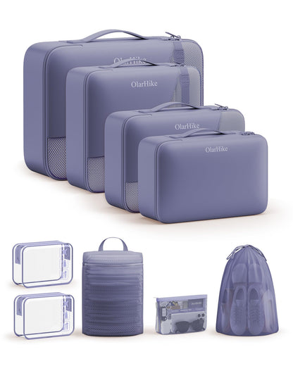 10 Set Packing Cubes for Travel, Gifts for Women Mom,Anti-Tearing Suitcase Organizer for Luggage with Shoe & Hanging Toiletry Bag,OlarHike Vacation Essentials & Accessories for Cruise Ship