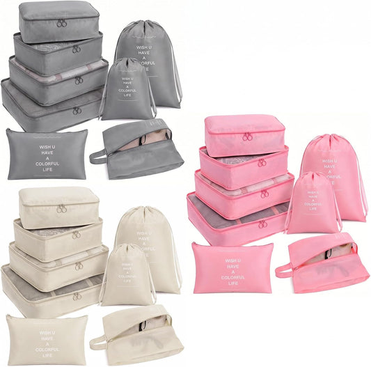 24 Pcs Packing Cubes for Travel, Large Packing Cube Set with Mesh Bags for Suitcases, Luggage Organizer Foldable Storage for Vacation Cruise (Multicolor)