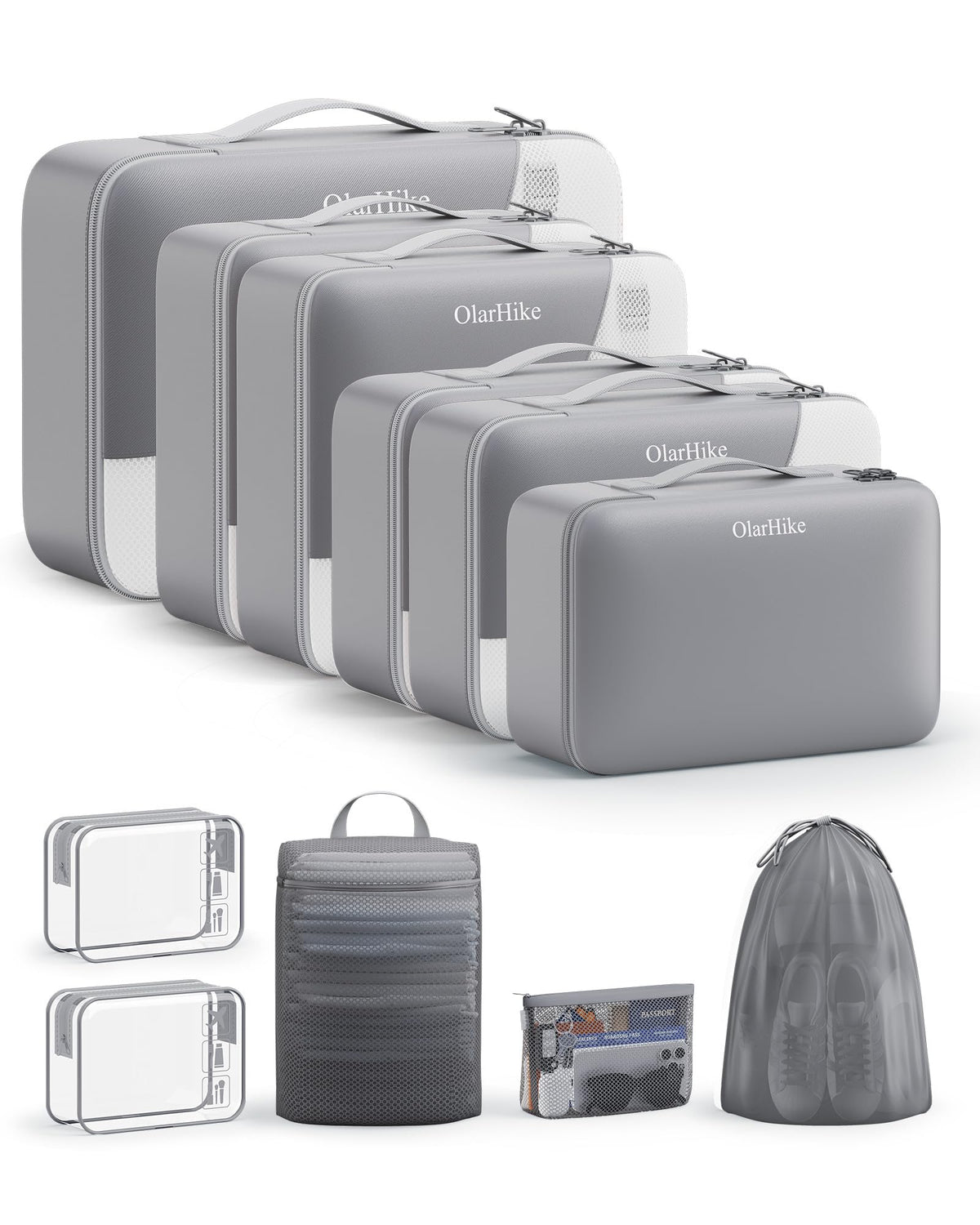 10 Set Packing Cubes for Travel, Gifts for Women Mom,Anti-Tearing Suitcase Organizer for Luggage with Shoe & Hanging Toiletry Bag,OlarHike Vacation Essentials & Accessories for Cruise Ship