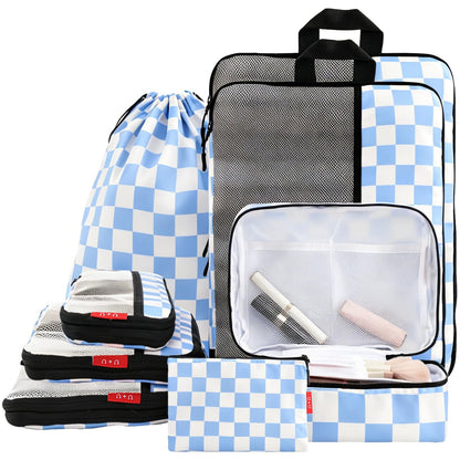 U+U 10 Set Compression Packing Cubes, Travel Organizers (Polka Dot)