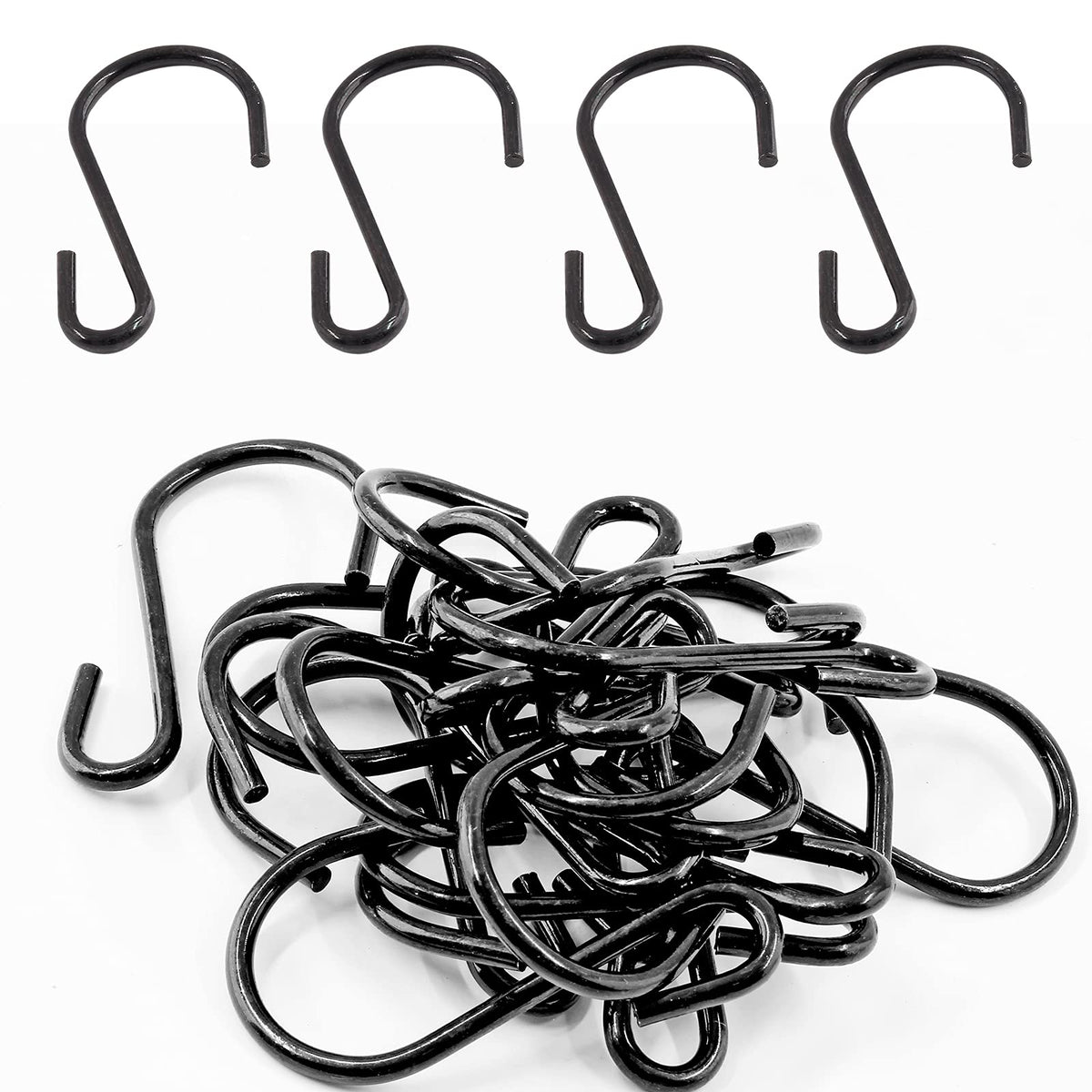 Bonsicoky S Shaped Hooks, 1 Inch, Black, 50PCS