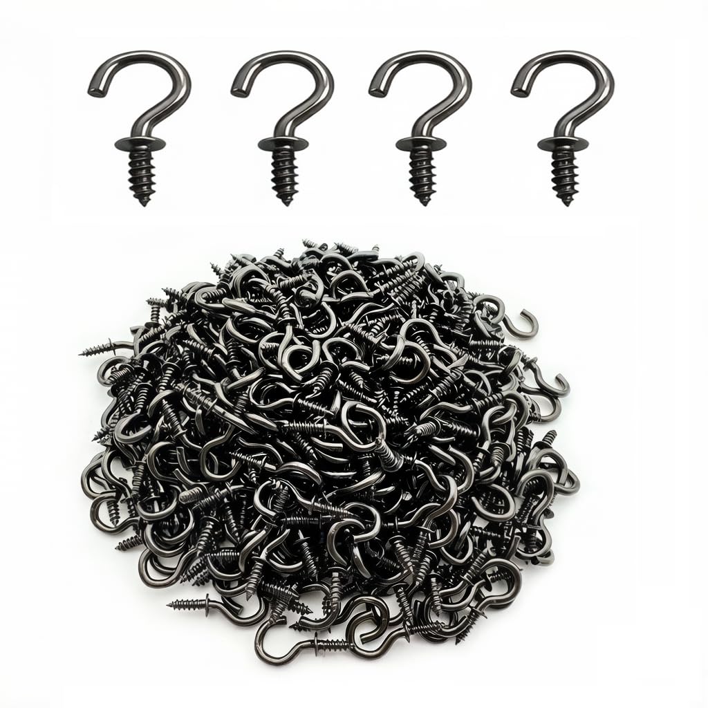 125 PCS 6 Sizes Screw in Hooks,Gold Screw Cup Hooks for Hanging Plants,Decorations,kitchenware and DIY Crafts,(1/2",5/8",3/4",7/8”,1”,1-1/4“)