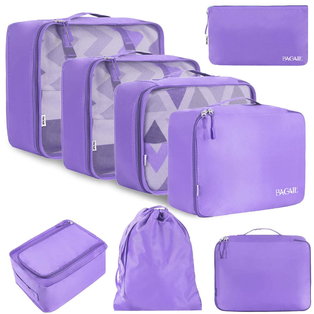 BAGAIL 8 Set Packing Cubes Luggage Packing Organizers for Travel Accessories-Matcha Green