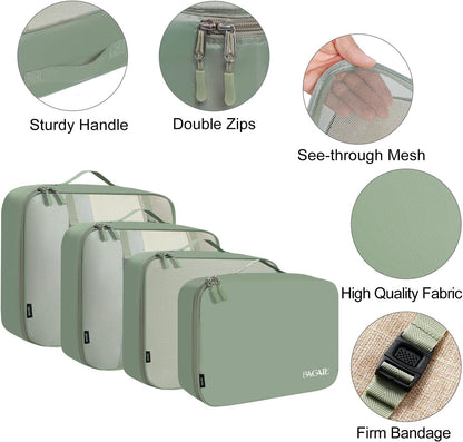 BAGAIL 8 Set Packing Cubes Luggage Packing Organizers for Travel Accessories-Matcha Green