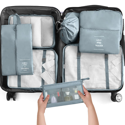 KPX 8 Set Packing Cubes for Travel, Luggage Packing Organizers Accessories Large Toiletries Bag for Clothes Shoes Cosmetics (8Set-Pink Bow)
