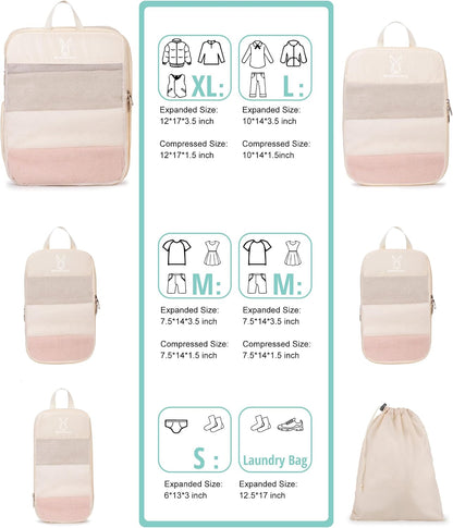 6/8 Set Space Saving Compression Packing Cubes Lightweight Packing Cube