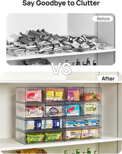 Vtopmart Clear Stackable Storage Drawers Set of 5, Plastic Organizer Bins