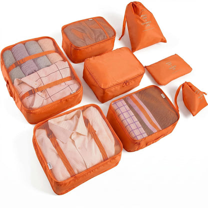 LANSKLBD 6/8 Set Packing Cubes for Suitcases Travel Luggage Packing Organizers,Travel Accessories Essentials Luggage Organizer with Shoe/Tioletry/Laundry Bag (Beige, 8 set)
