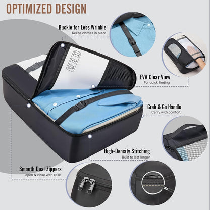 Veken 10 Set/8 Set Packing Cubes for Travel Essentials,Anti-Wrinkle Buckled Suitcase Organizer for Shoe & Toiletry Bag,Carry On Luggage Bag for Airplane & College Dorm Room Accessories,Women Men Gifts