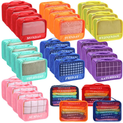 15 Pcs Day of Week Packing Cubes Travel Kids, 12x9x5inch, Macaron