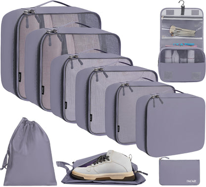 BAGAIL 6 Set/8 Set/10 Set Packing Cubes Various Sizes Packing Organizer for Travel Accessories Luggage Carry On Suitcase