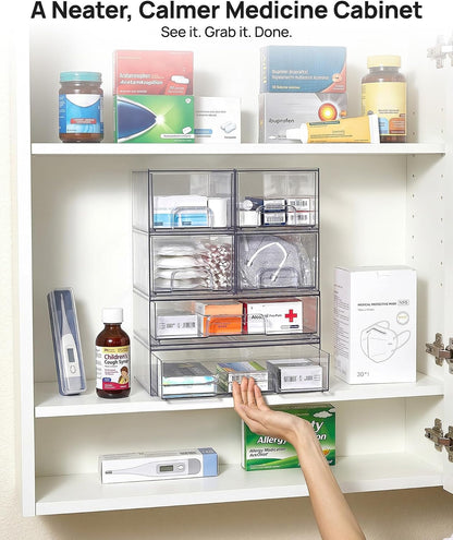 Vtopmart Clear Stackable Storage Drawers Set of 5, Plastic Organizer Bins