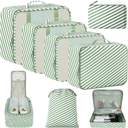 BAGAIL 8 Set Packing Cubes Luggage Packing Organizers for Travel Accessories-Matcha Green