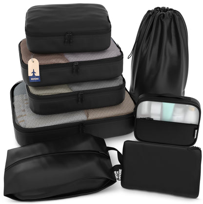 Shacke 5 Set Packing Cubes for Travel with Laundry Bag (Pure Black)