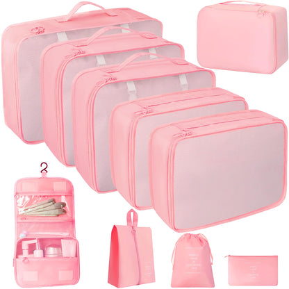 10 Pcs Set Packing Cubes - Travel Packing Organizers, Expandable Suitcase Organizer, Luggage Organizer Bags