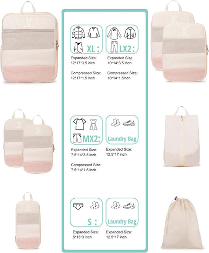 6/8 Set Space Saving Compression Packing Cubes Lightweight Packing Cube