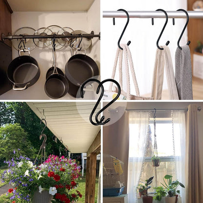 12 Pack 4-1/2 Inch S Hooks, Large Vinyl Coated Closet Hooks Non Slip Heavy Duty for Hanging, Steel Metal Black Rubber Coated for Jeans Plants Clothes Pot Pan Cups Towel