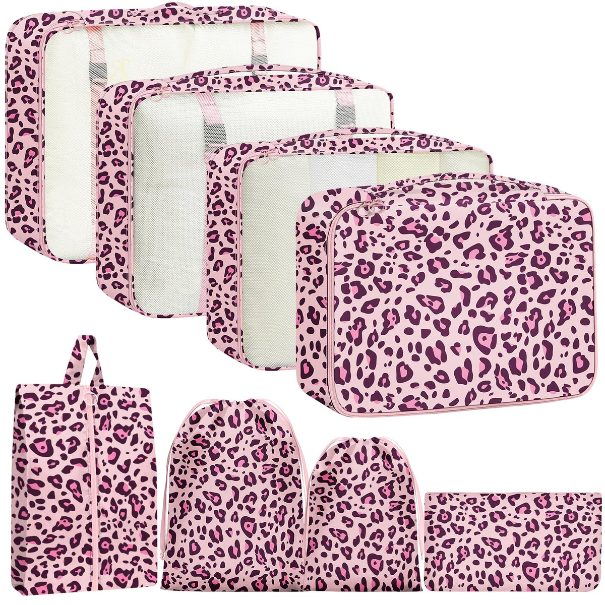 Packing Cubes for Travel - 8 Set Luggage Organizer Bags for Family, Mesh Breathable Packing Cubes for Suitcases Durable Travel Essentials Bags Set