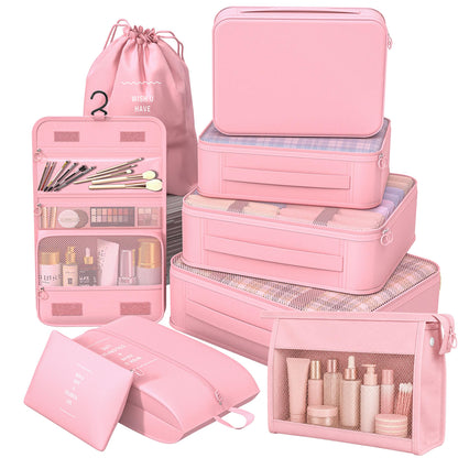 8 Set Packing Cubes for Travel, Suitcase Organizer Bags for Luggage (Cream)