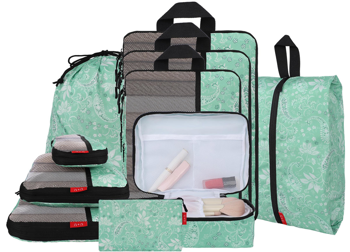 U+U 10 Set Compression Packing Cubes, Travel Organizers (Polka Dot)