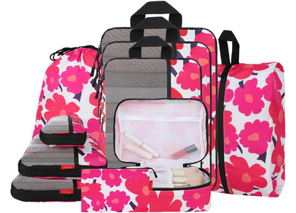 U+U 10 Set Compression Packing Cubes, Travel Organizers (Polka Dot)