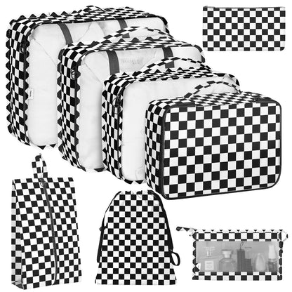 KPX 8 Set Packing Cubes for Travel, Luggage Packing Organizers Accessories Large Toiletries Bag for Clothes Shoes Cosmetics (8Set-Pink Bow)