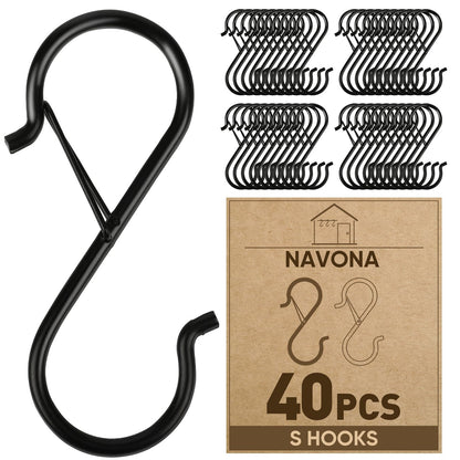 12 Pcs S Hooks for Hanging Heavy Duty, Metal S Hook with Safety Buckle
