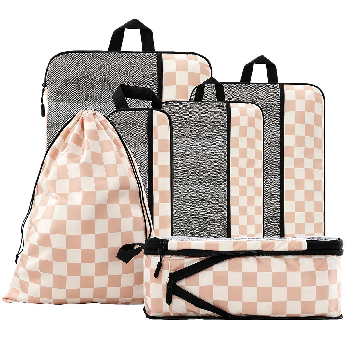 U+U 10 Set Compression Packing Cubes, Travel Organizers (Polka Dot)