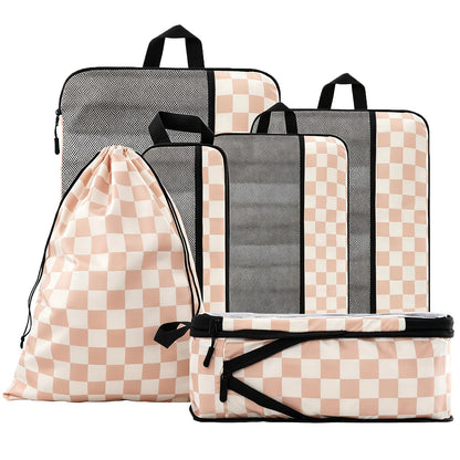 U+U 10 Set Compression Packing Cubes, Travel Organizers (Polka Dot)
