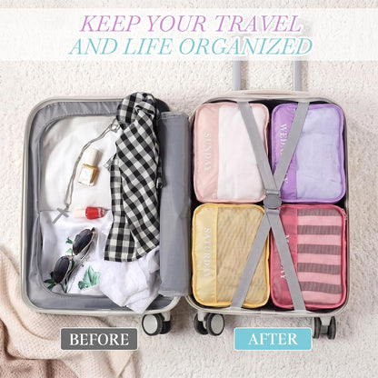 15 Pcs Day of Week Packing Cubes Travel Kids, 12x9x5inch, Macaron
