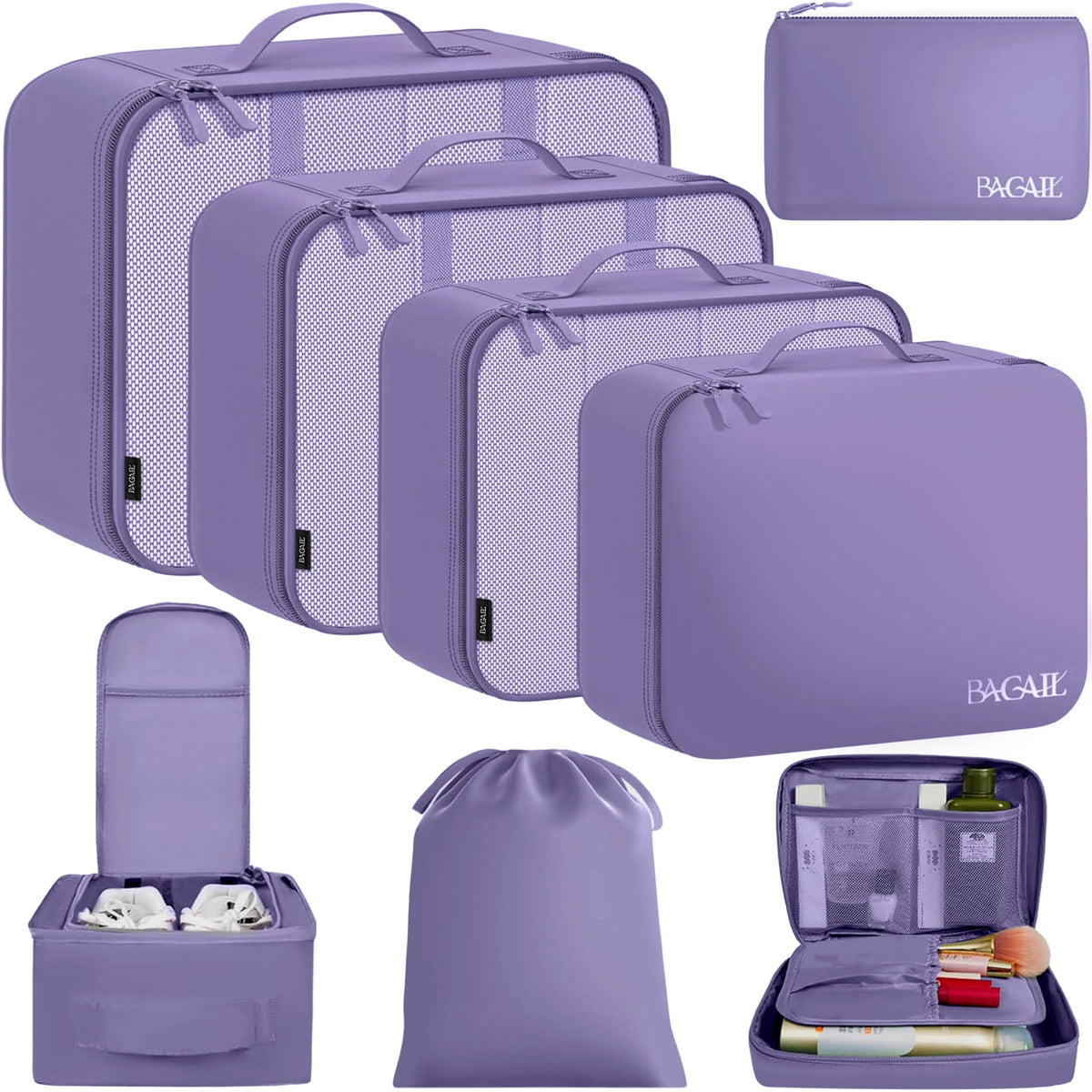 BAGAIL 8 Set Packing Cubes Luggage Packing Organizers for Travel Accessories-Matcha Green