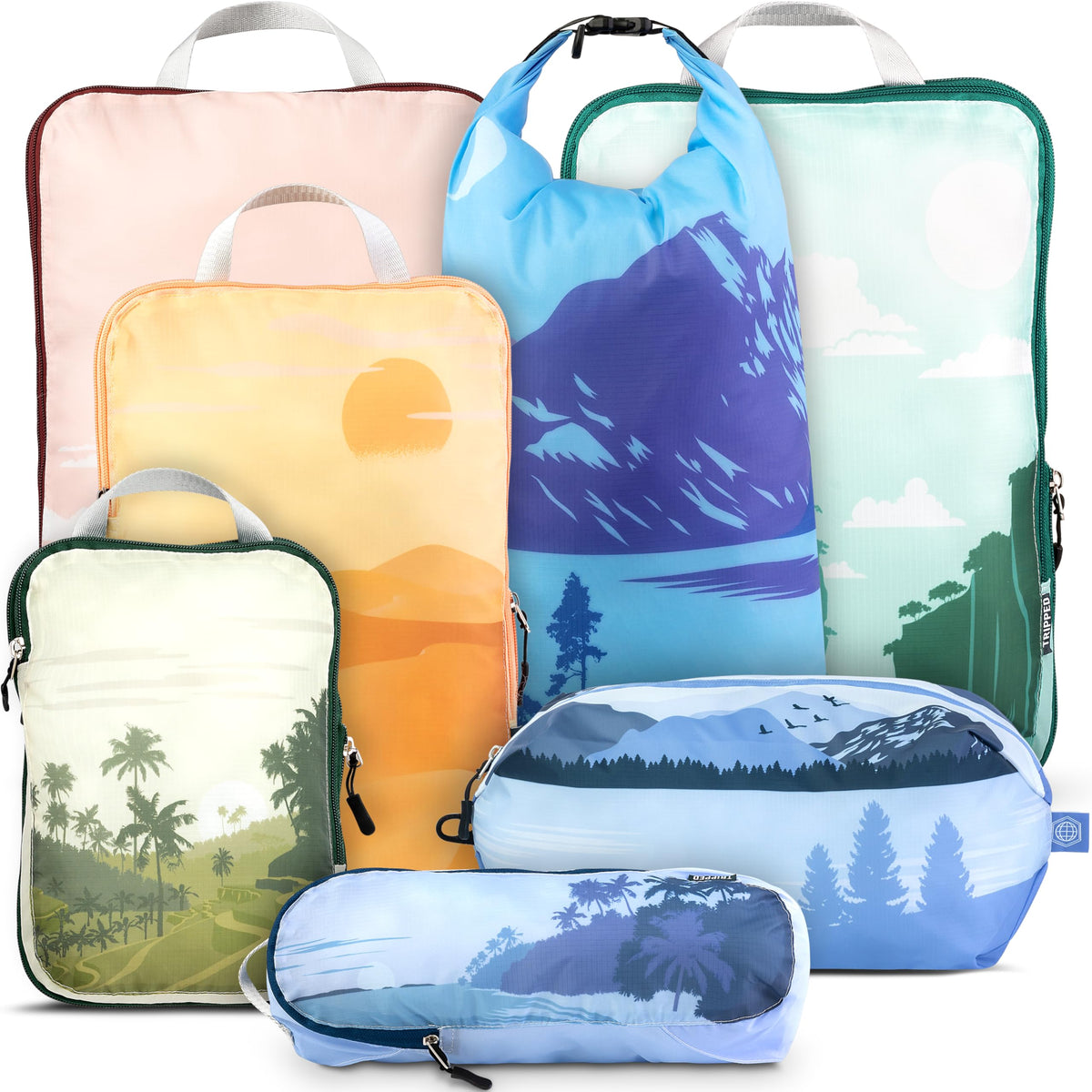 TRIPPED Travel Gear Large Compression Packing Cubes 7-Piece Set for Travel