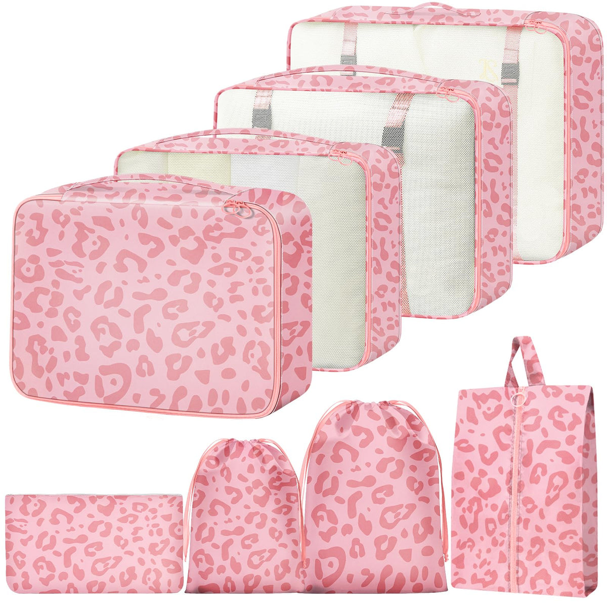 Packing Cubes for Travel - 8 Set Luggage Organizer Bags for Family, Mesh Breathable Packing Cubes for Suitcases Durable Travel Essentials Bags Set