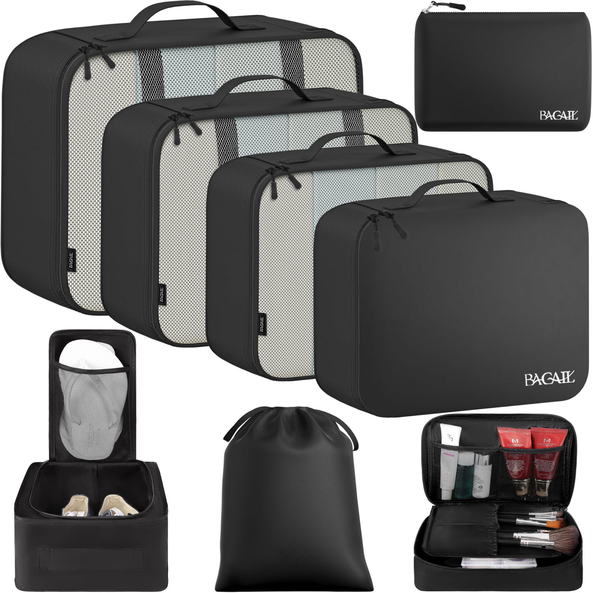 BAGAIL 8 Set Packing Cubes Luggage Packing Organizers for Travel Accessories-Matcha Green
