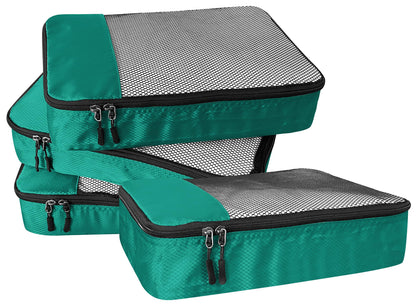 WTREE 4-Piece Packing Cubes Travel Accessories Set for Suitcases - Luggage Organizer Bags with Double Zipper - Mesh Top - Small/Medium/Large/Slim - Grey