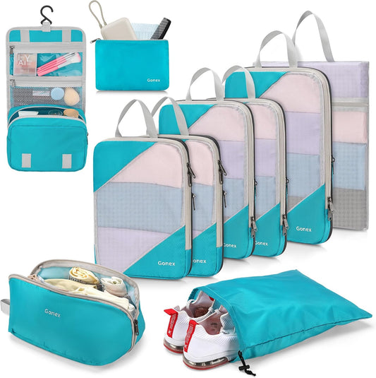 Gonex Compression Packing Cubes for Travel, Mesh Bags Luggage Organizers