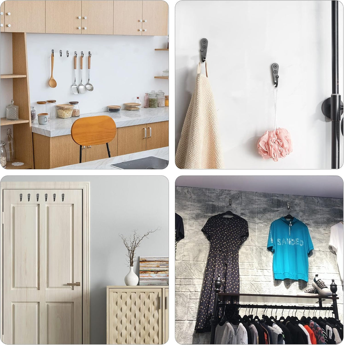 15-Pack Black Wall Mount Hooks for Hanging Coats & Towels