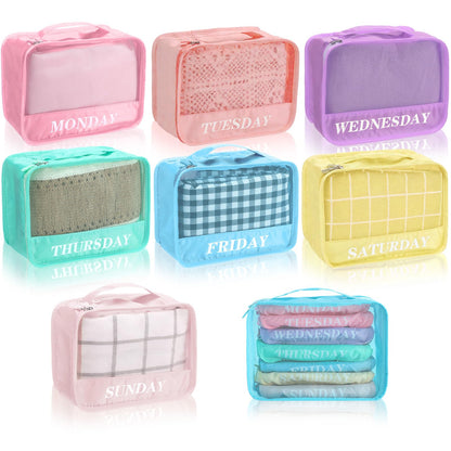 15 Pcs Day of Week Packing Cubes Travel Kids, 12x9x5inch, Macaron