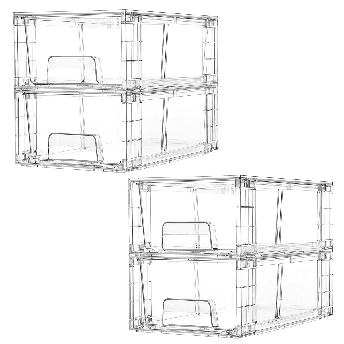 Vtopmart 4 Pack Stackable Clear Drawer with Dividers