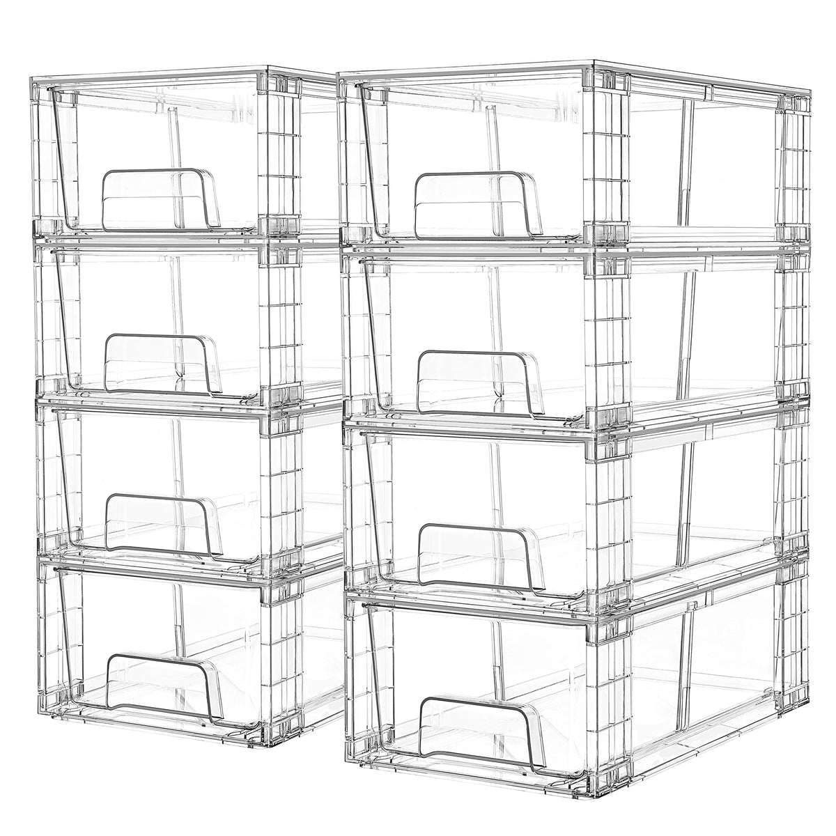 Vtopmart 4 Pack Stackable Clear Drawer with Dividers