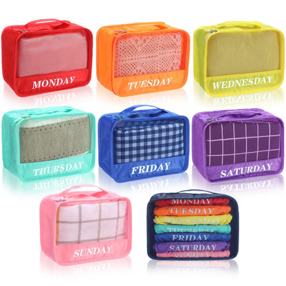 15 Pcs Day of Week Packing Cubes Travel Kids, 12x9x5inch, Macaron