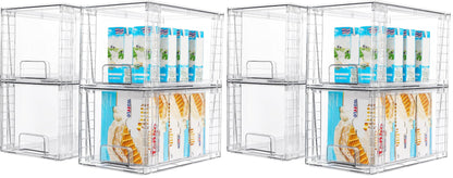 Vtopmart 4 Pack Stackable Clear Drawer with Dividers