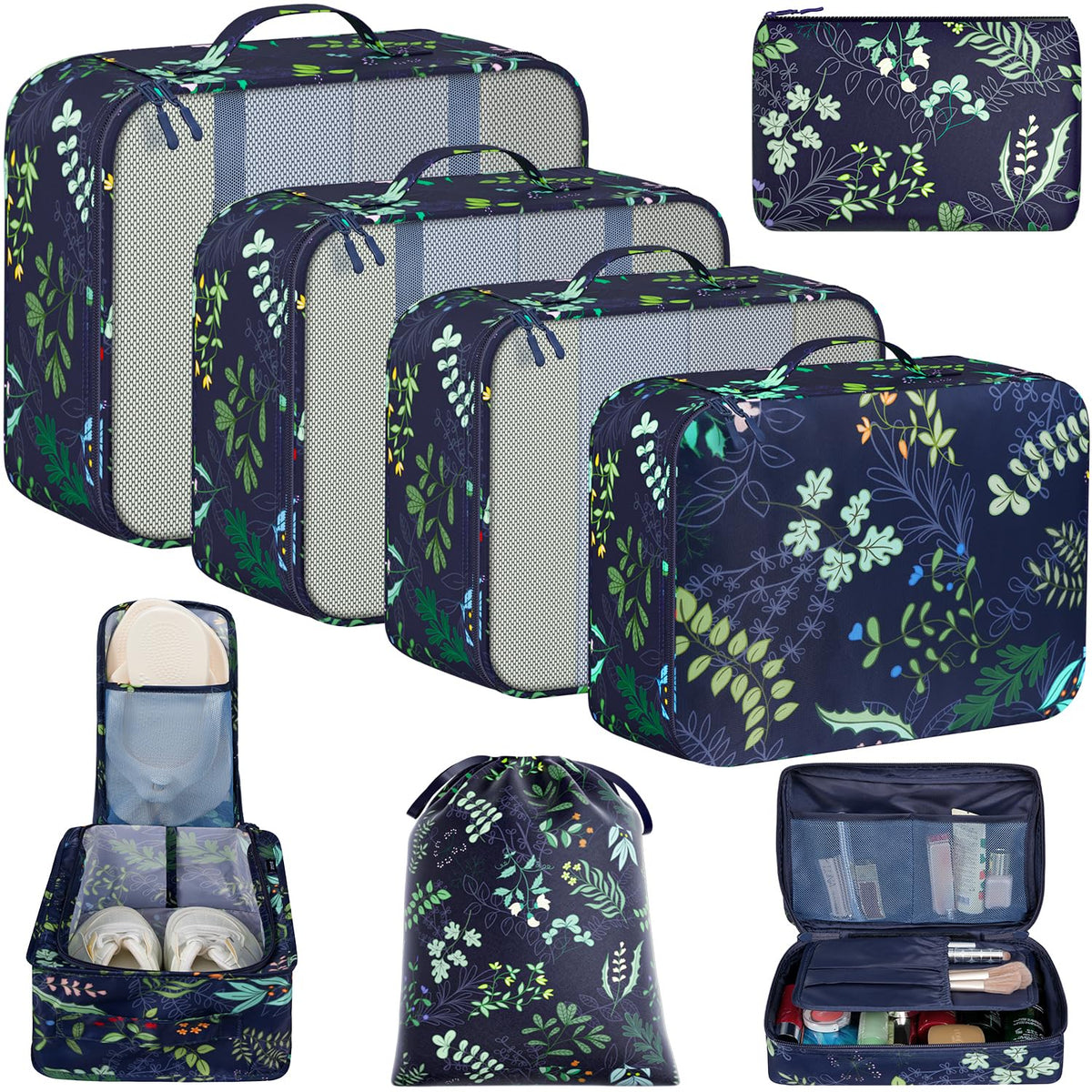 BAGAIL 8 Set Packing Cubes Luggage Packing Organizers for Travel Accessories-Matcha Green
