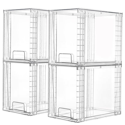 Vtopmart 4 Pack Stackable Clear Drawer with Dividers