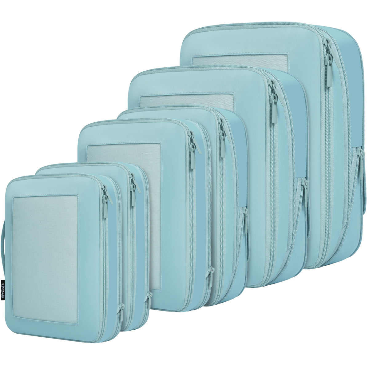 BAGAIL 4 Set/6 Set/8 Set Compression Packing Cubes Travel Accessories Expandable Packing Organizers (Half Mesh, 6-Black)