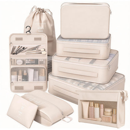 8 Set Packing Cubes for Travel, Suitcase Organizer Bags for Luggage (Cream)