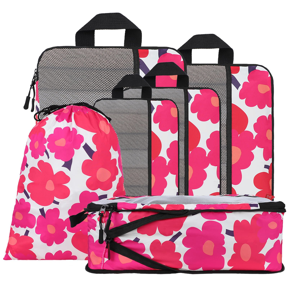 U+U 10 Set Compression Packing Cubes, Travel Organizers (Polka Dot)