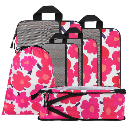U+U 10 Set Compression Packing Cubes, Travel Organizers (Polka Dot)